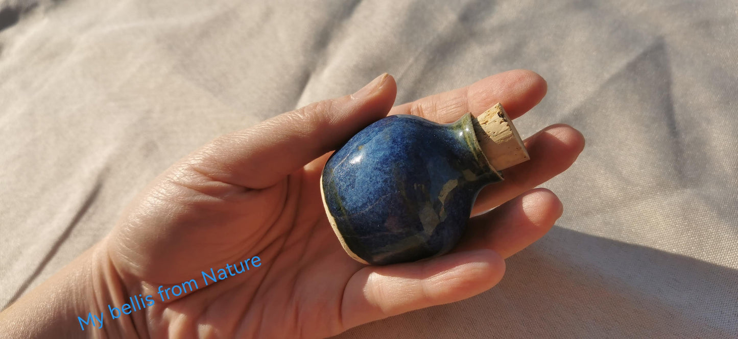 Deep blue ceramic bottle